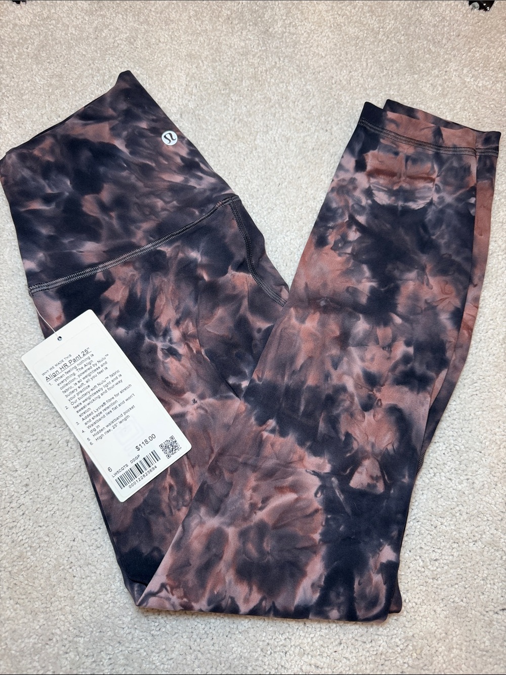 lululemon athletica Tie-Dye High-Rise Leggings - Brown & Black